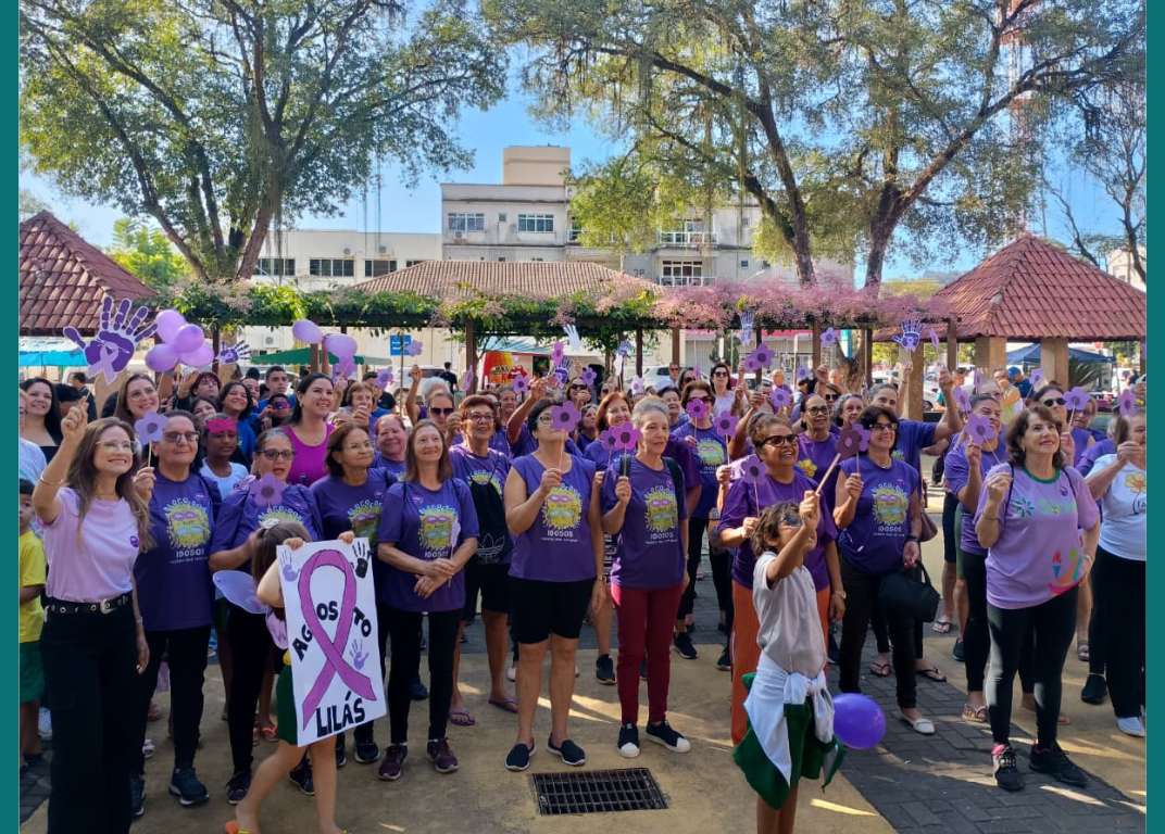 Agosto Lilás reúne mais de 100 pessoas em caminhada pelo fim da violência contra a mulher